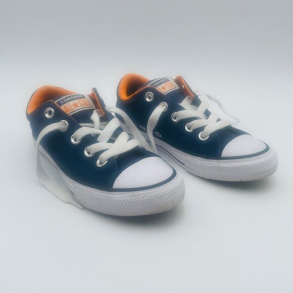 Converse All Star Laced Boys Sneaker Tennis Shoe's Blue White Orange - Jr Size 1 - Picture 1 of 16